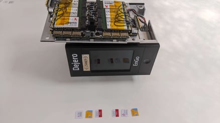 SIM module back flipped with SIMs
