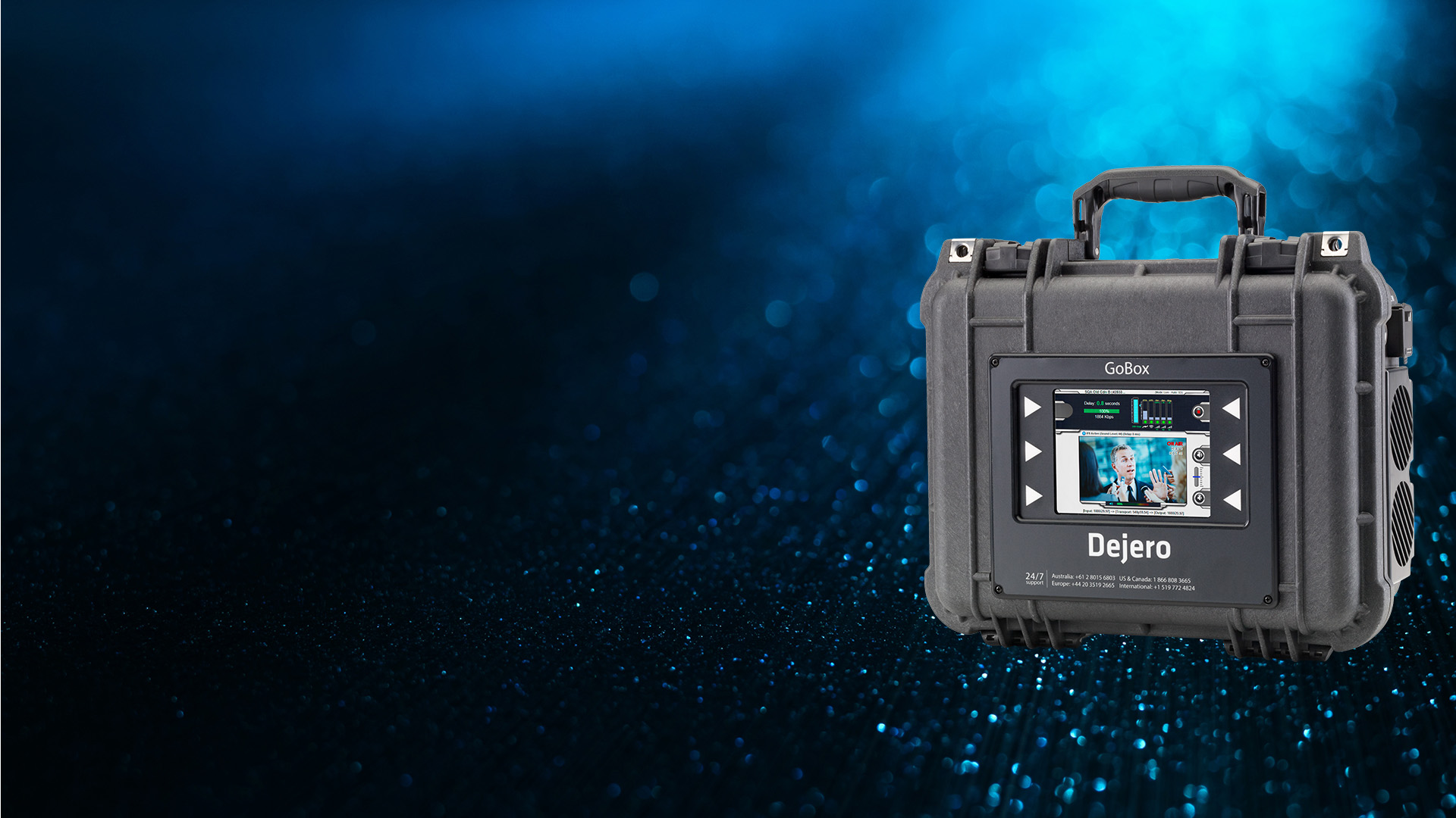 LIVE+ GoBox Transmitter on a background
