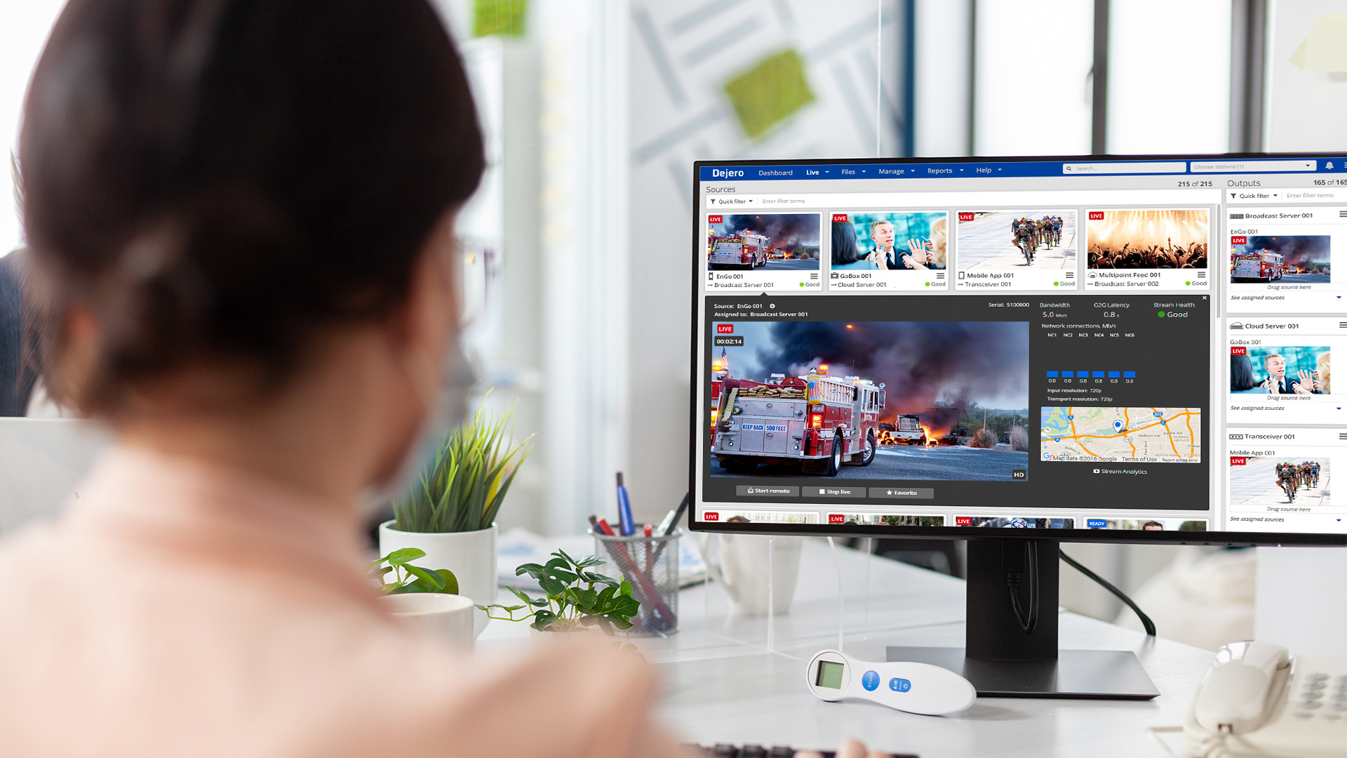 Person looking at Control on a monitor