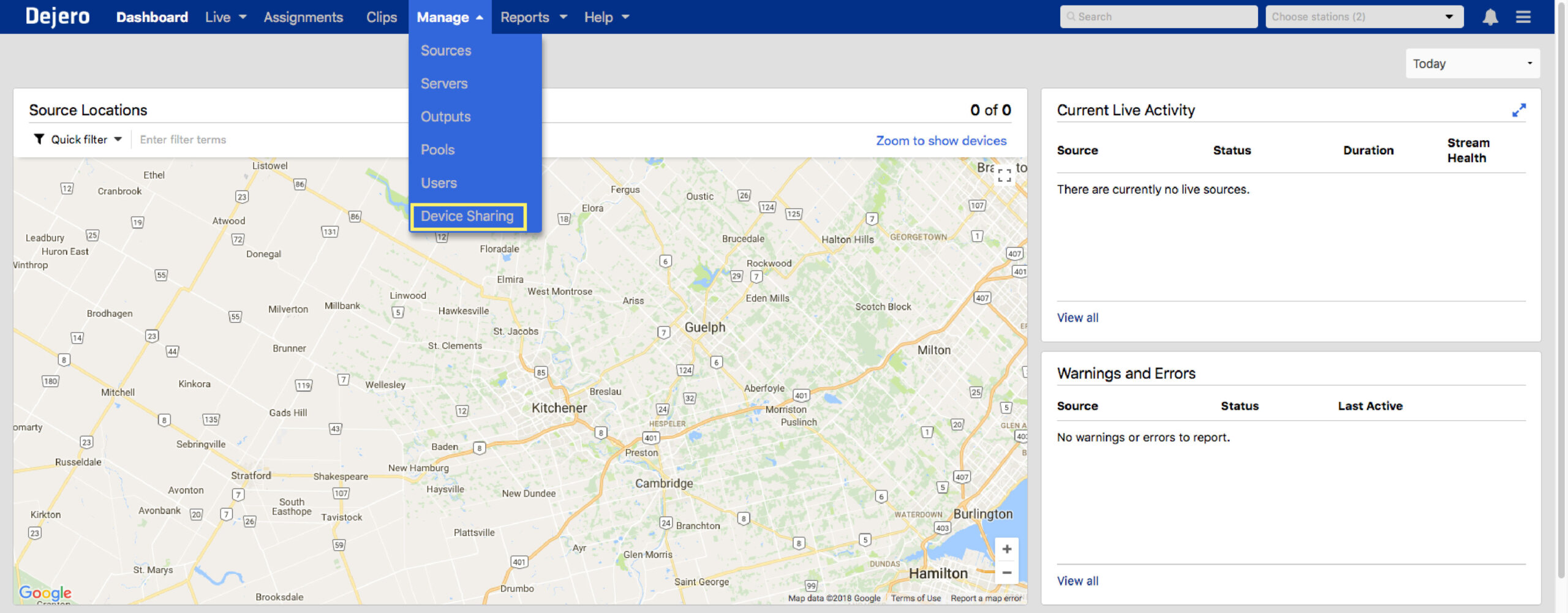 Where to find Device Sharing screenshot from Control