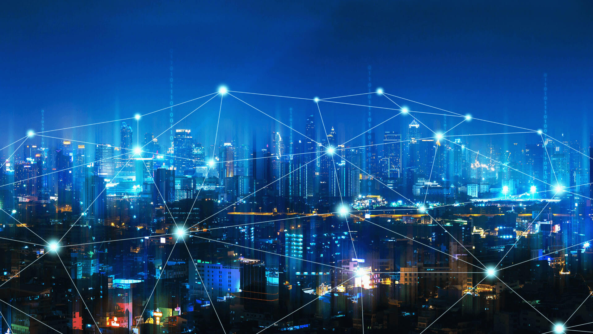 Cityscape with a connectivity overlay