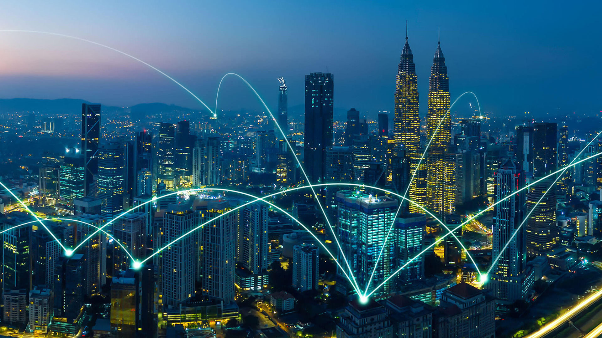 City with connectivity graphics
