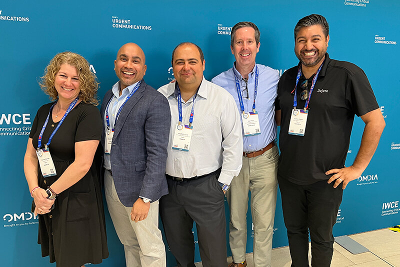 From left to right: Dejero’s Trish Eleftheriadis, Kevin Fernandes, Bogdan Frusina, Tim Shaw (Dell Technologies), and Sukhvir Grewal