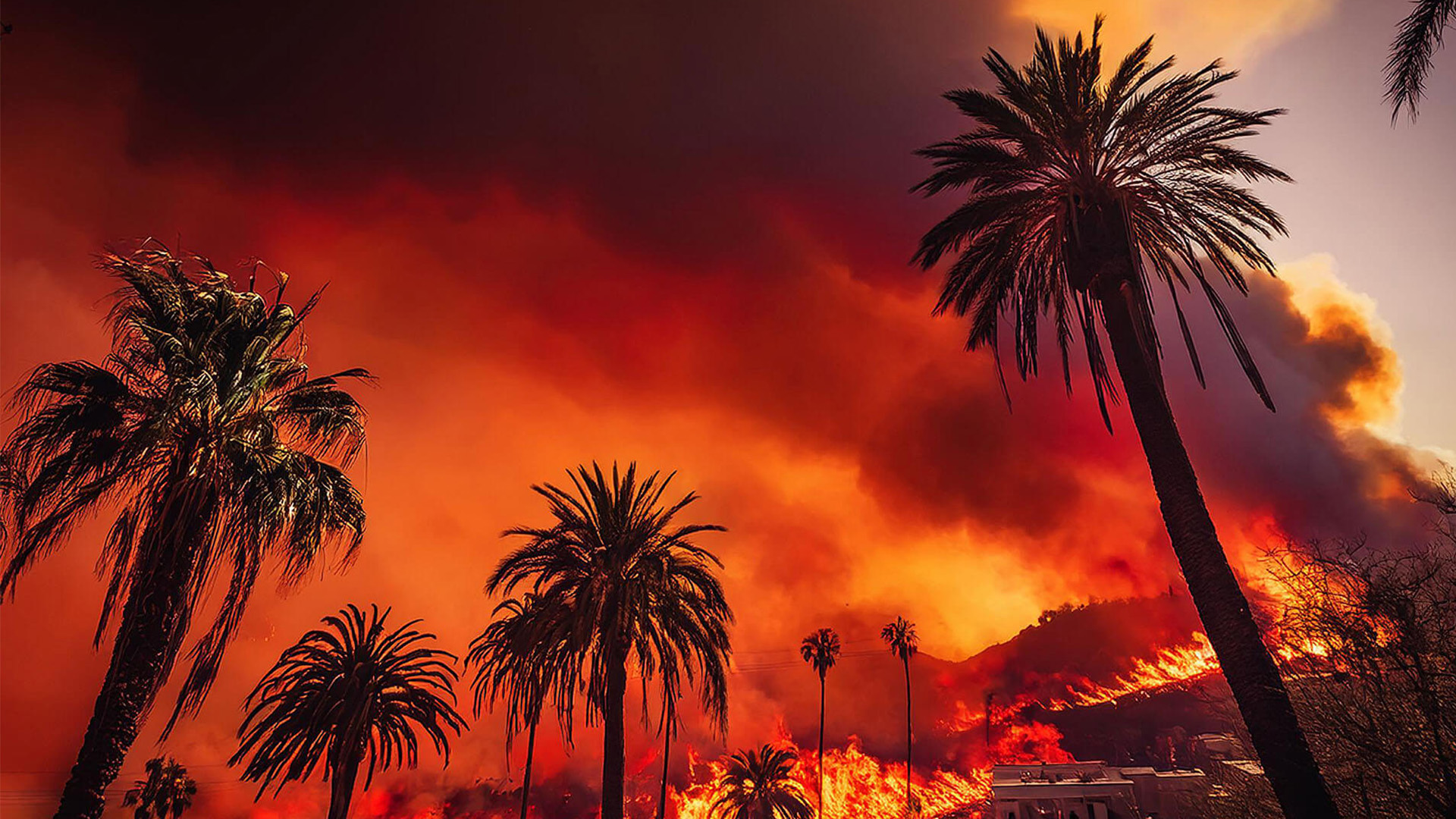 Wildfire image showing a massive fire