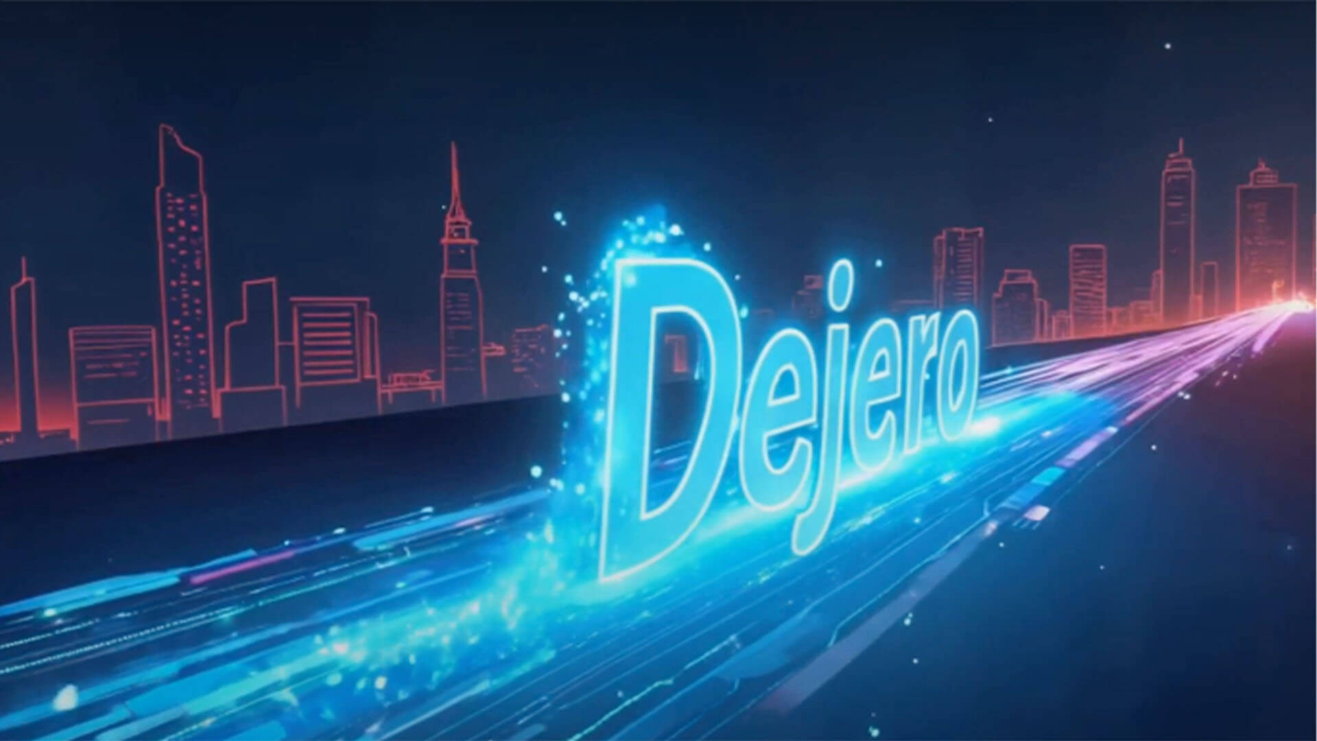 Dejero digitized in front of a skyline graphic
