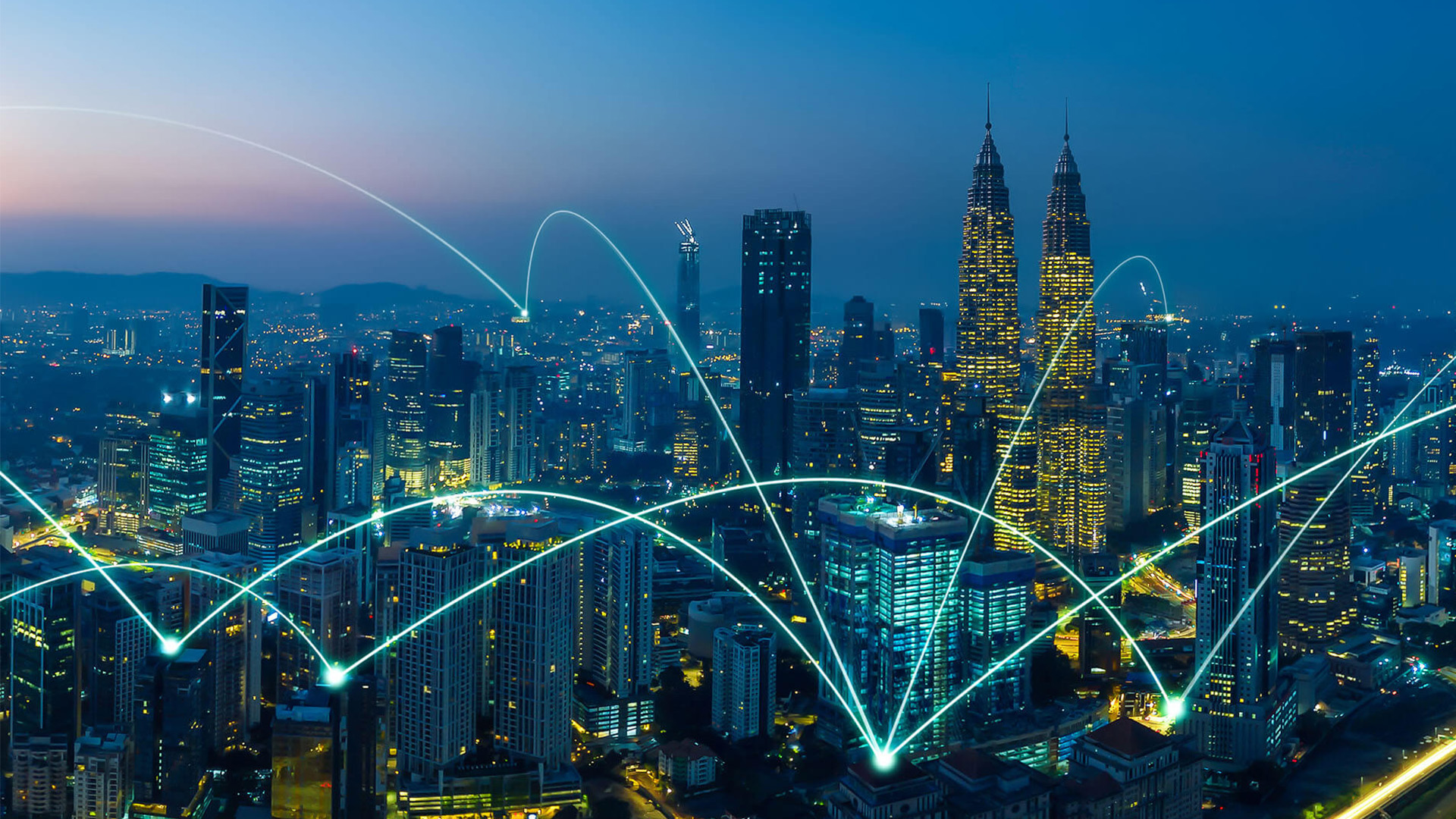 City with connectivity lines