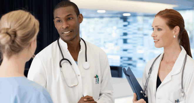 doctors and nurse having conversation