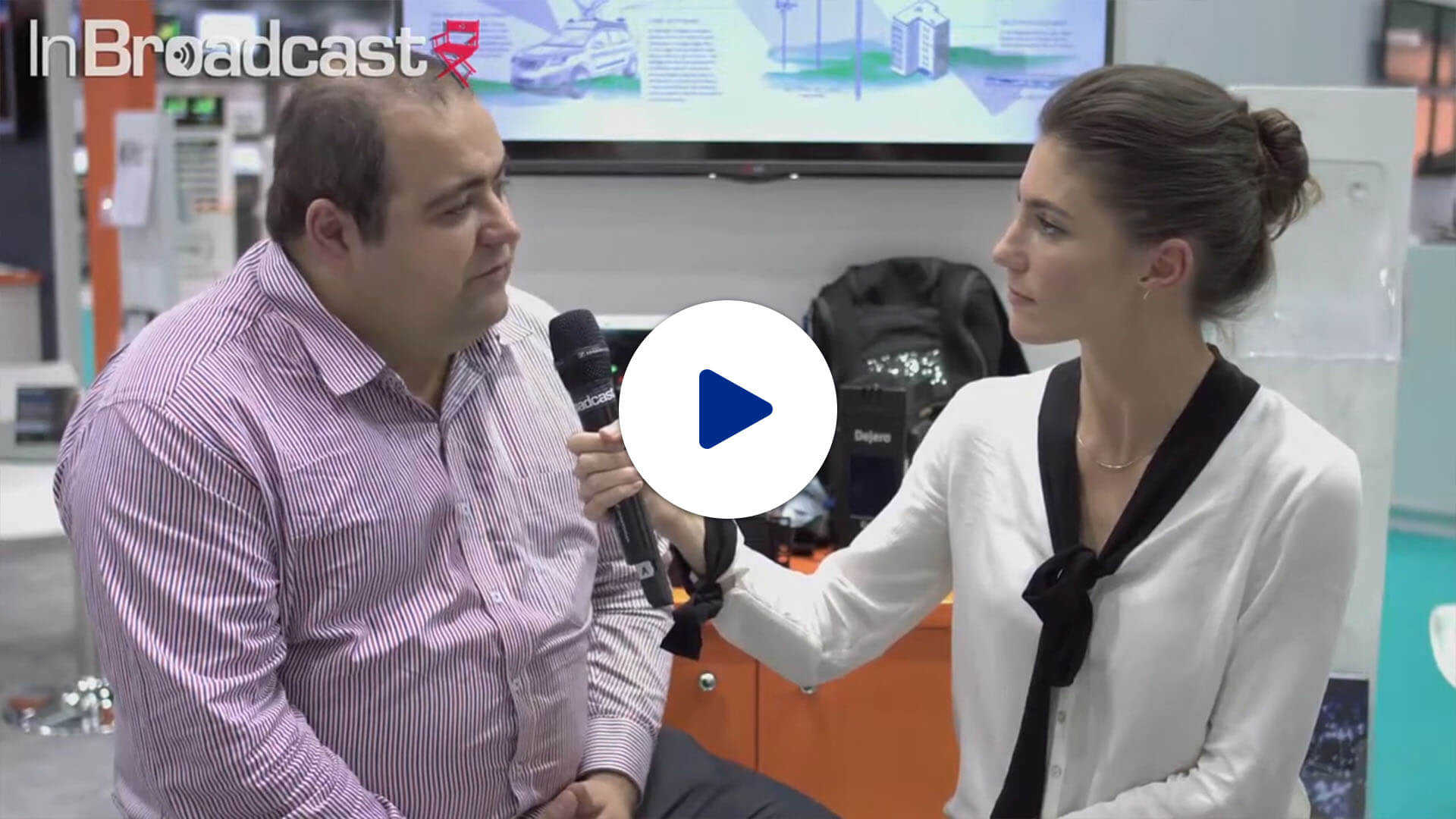 Bogdan Frusina being interviewed by a reporter at CABSAT