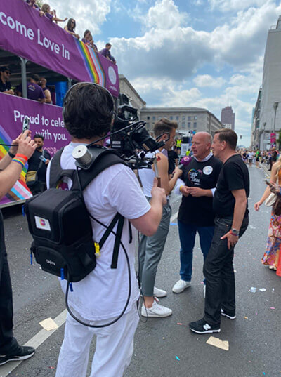 Dejero EnGo in a crowded Pride event environment